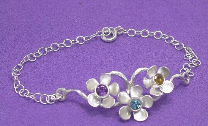 The Three Flowers Silver Bracelet