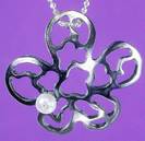 Convex Flower Silver Pendant Pearl